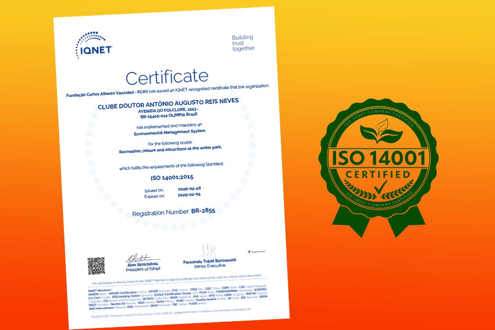 Thermas dos Laranjais conquista certificação internacional ISO 14001